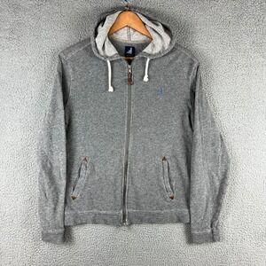 Johnnie-O Hoodie Mens Small Grey Terrycloth Full Zip Cotton Wool Blend